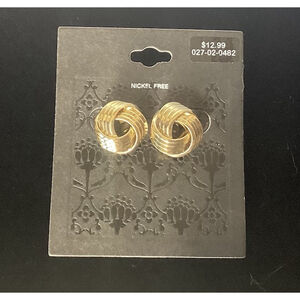 Gold Tone Love Knot Round Stud Earrings Retro Classic Chic Nickel Free